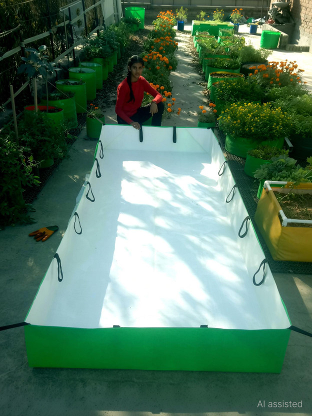 GARDECO 450 GSM HDPE Fabric Azolla Growing Bed/Cultivation Bed 8ft x 4ft x 1ft Grow Bag