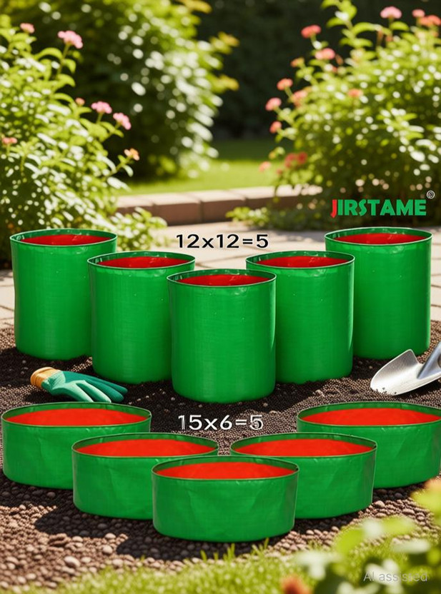 JIRSTAME JIRSTAME 12 X 12 inch -Pack of 5 & 15 X 6 inch -Pack of 5 for Gardening Grow Bag Grow Bag