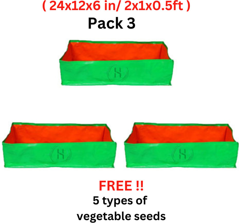 heliland rectangle grow bags for plants, 24x12x6 inch-pack 3, big size grow bags, terrace Grow Bag