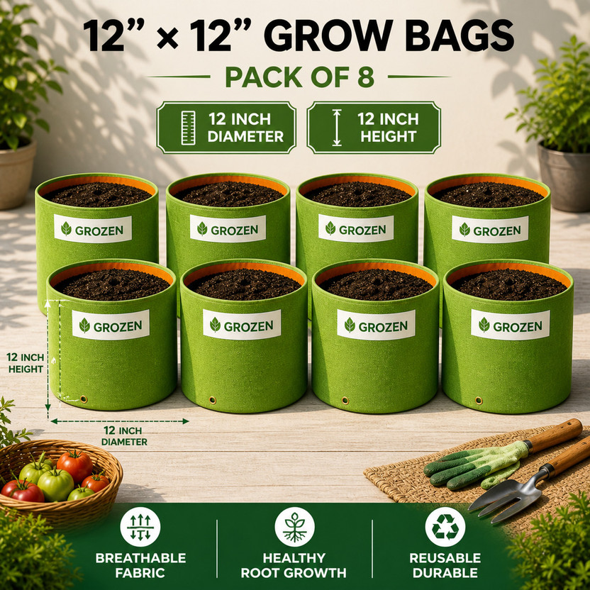 Grozen Grozen Professional Grow Bags 12x12 Inch Pack of 8 for Nursery & Balcony Setup Grow Bag - Flipkart Deal