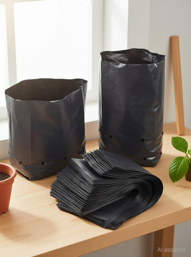 ARYAS FASHIONS 05x07 Nursery Bags Pack of 100 Plastic Poly Grow Bag