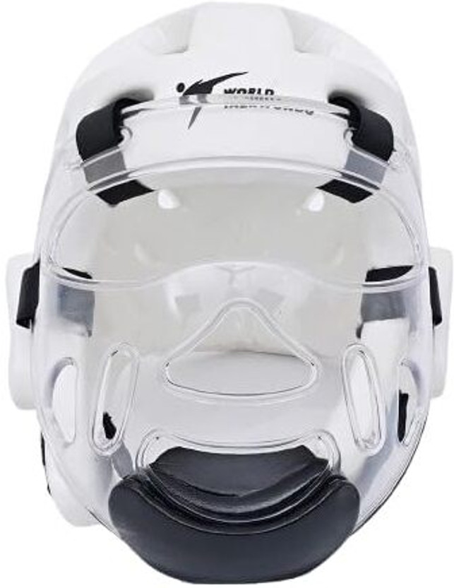 Koryox White Taekwondo Head Guard Face Shield Adjustable Safety Gear Size S Boxing Head Guard(White)