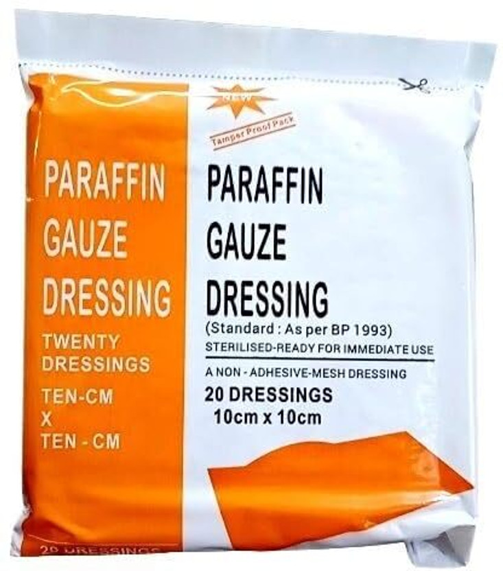 Ella Health & Beauty Paraffin Dressing Gauze (Bactigras) 10cm x 10cm Pack of 20Pcs Gauze Medical Dressing