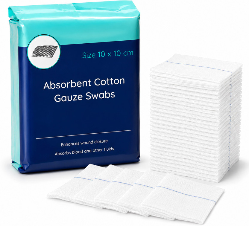 BOT CARE Non-Sterile X-Ray Detectable Gauze Swabs 10×10 cm 12 Ply – 50 Pieces Gauze Medical Dressing(Pack of 50)