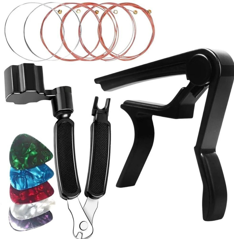 Urban Infotech Guitar Capo Acoustic 6 String with 5 Picks Clutch Guitar Capo(Black)