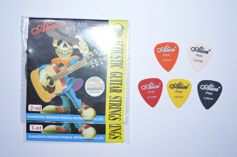NASIR ALI Acoustic Alice combo-1st,2ndstring+5pick Guitar String(2 Strings)