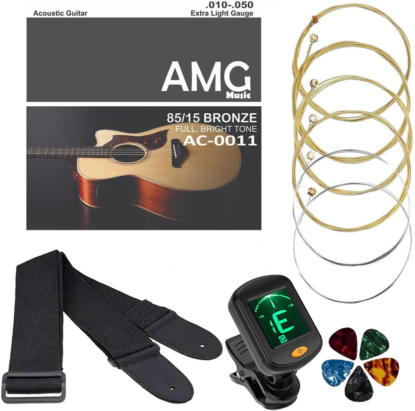 IMAGINEA Acoustic Guitar String Set with Digital Tuner and Adjustable Strap – Complete Combo Kit Guitar String(6 Strings)