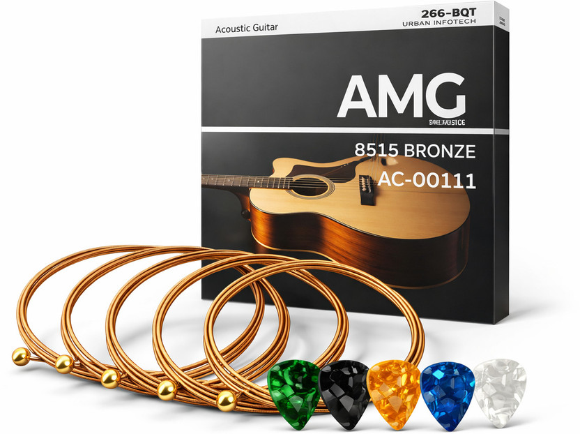 Urban Infotech Acoustic Premium Acoustic Guitar Strings Set with Colorful Picks for Smooth Playing Guitar String(6 Strings)
