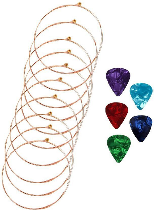 Mocking Bird Acoustic Guitar G 3rd Strings Set of 10 Stainless Steel Guitar G Strings Set With 5 Picks Guitar String(Pack of 10, 10 Strings)