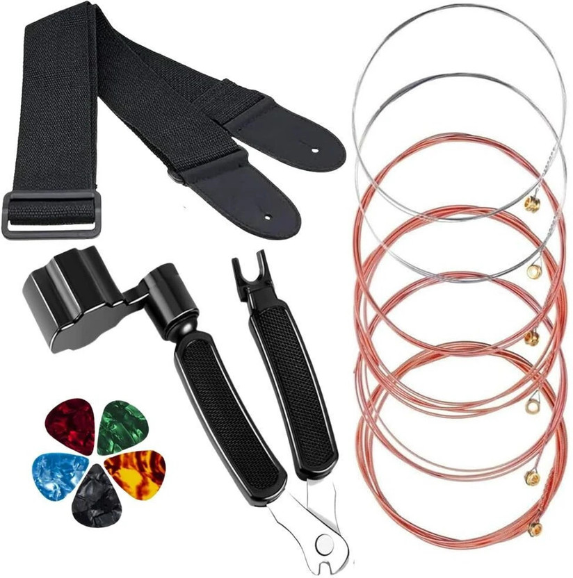 Urban Infotech Acoustic 3-in-1 multi tool Guitar String Winder, String Cutter + picks Guitar String(6 Strings)