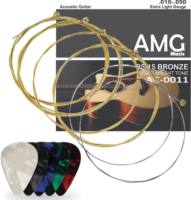 IMAGINEA Acoustic Acoustic Guitar Strings Set of 6 Stainless Steel Guitar Strings with 5 Picks Guitar String(6 Strings)