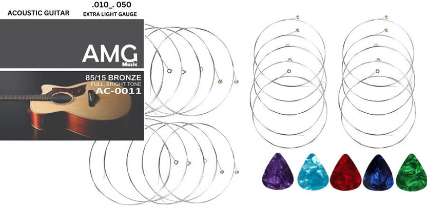 Mocking Bird Acoustic Guitar E-Strings E-1st Guitar Strings 0.10 Gauge with 5 picks Replacement Guitar String(Pack of 20, 20 Strings)