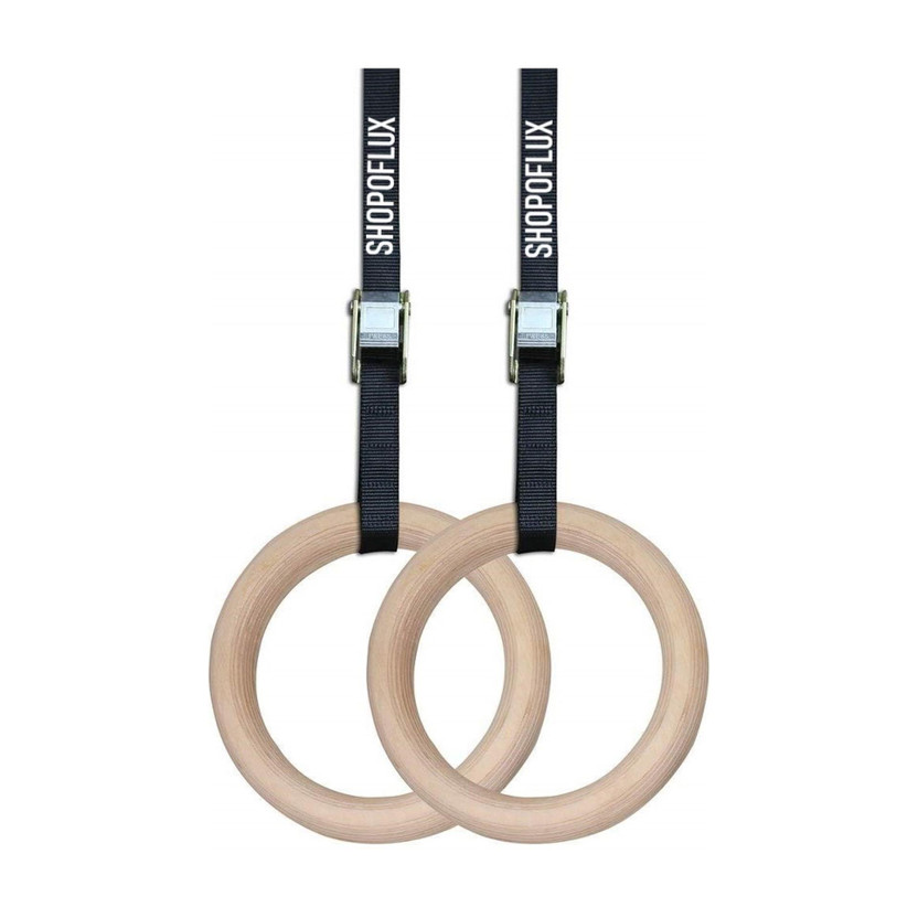 Shopoflux Gymnastic Wooden Rings with Heavy Duty Adjustable Strap | Roman Rings Perfect for Calisthenics Competition and Conditioning Training Pilates Ring(White)