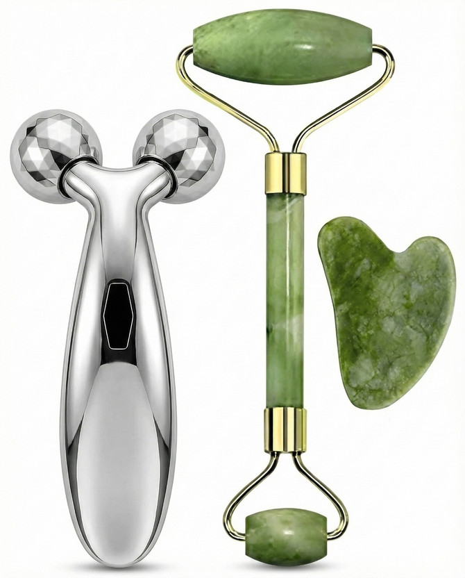 DR.VS DR.VS 2-in-1 Facial Massager & Jade Roller Gua Sha Set - Flipkart Deal