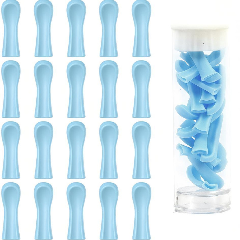 HANNEA 20 Pieces Silicone Tips for Ear Wax Remover Universal Endoscope Ear Cleaner Tips Ear Plug(Blue)