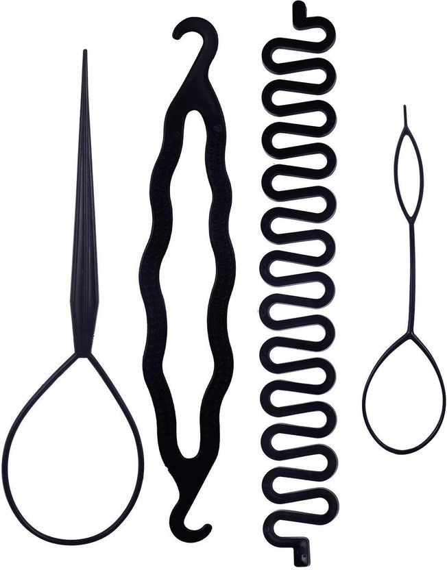 Bueno Braids Tools Set Of 4 Hair Accessories Set, Hair Styling Tool For Women, Parlour And Salon Use Hair Styling Tool, Pack Of 1 Hair Accessory Set(Black)