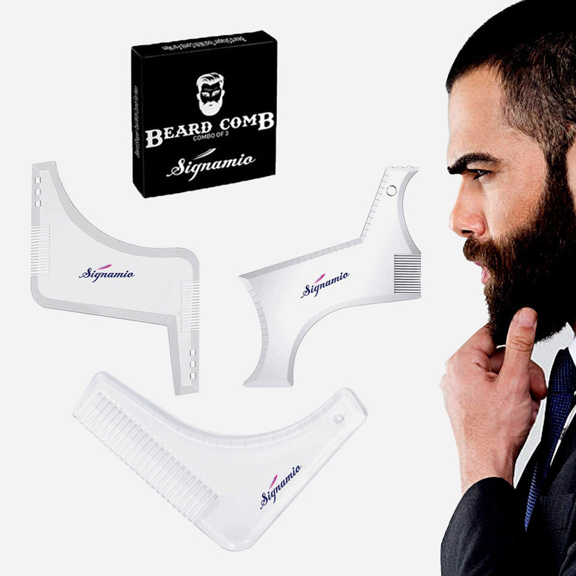 Signamio Transparent Beard Comb Home and Salon Use,Shaper Tool-3 Pcs hair combo(White)