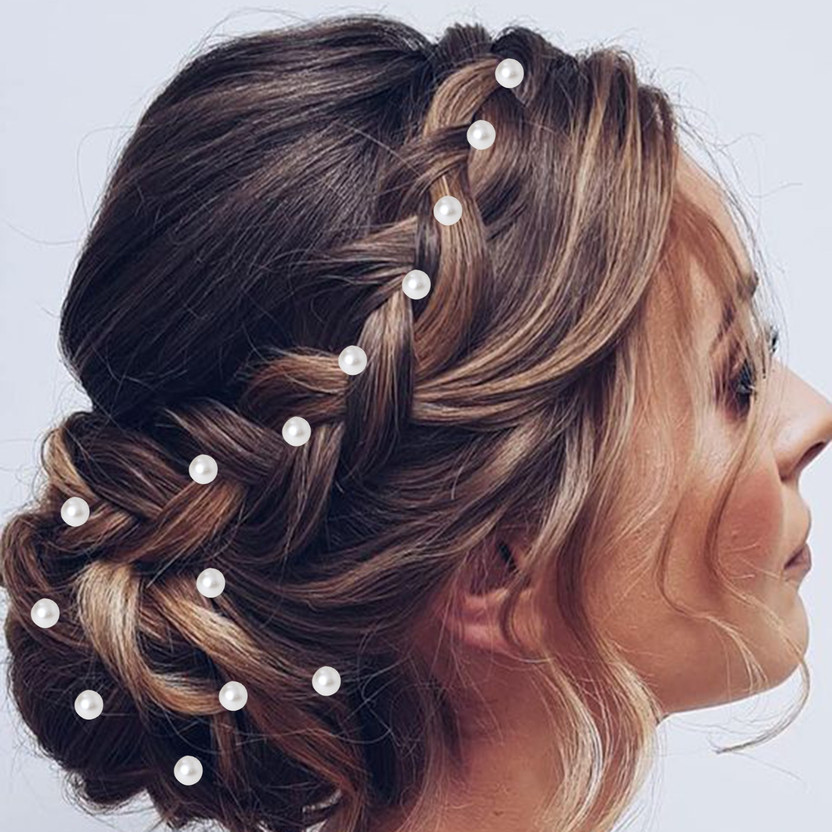 FRESCORR Pearl Hair Accessories for Women & Girls -Stylish U pins (12pcs) Hair Pin(White)