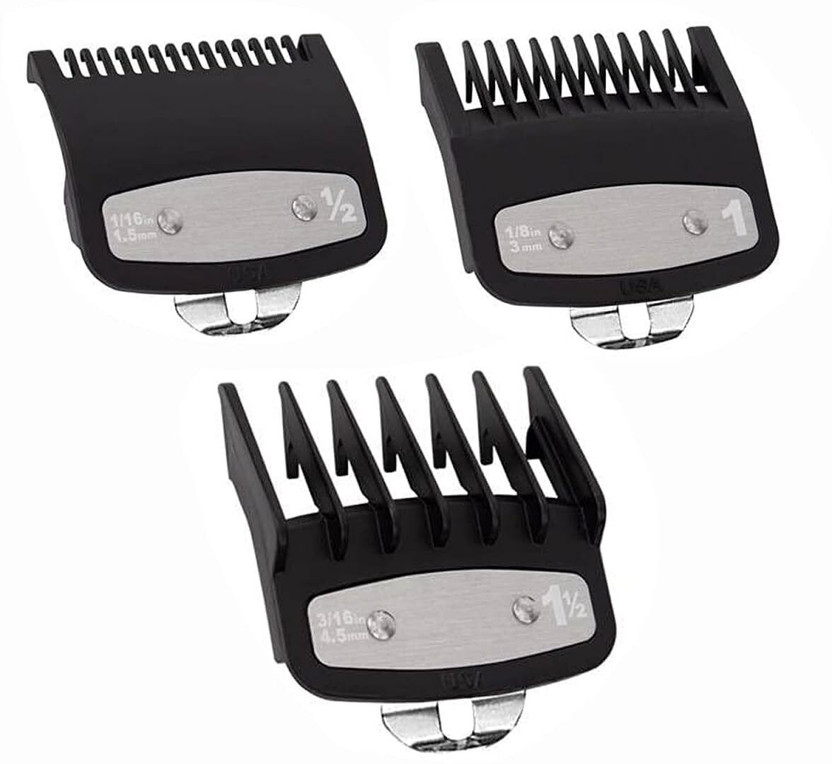 HOOMUSS Premium Hair Clipper Guide Comb Set – 3 Sizes (1/2", 1", 1.5") Hair Accessory Set(Black)