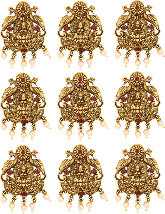 ANOUK Set of 9 Antique Gold Lakshmi Choti Hair Accessories Hair Clip(Gold)