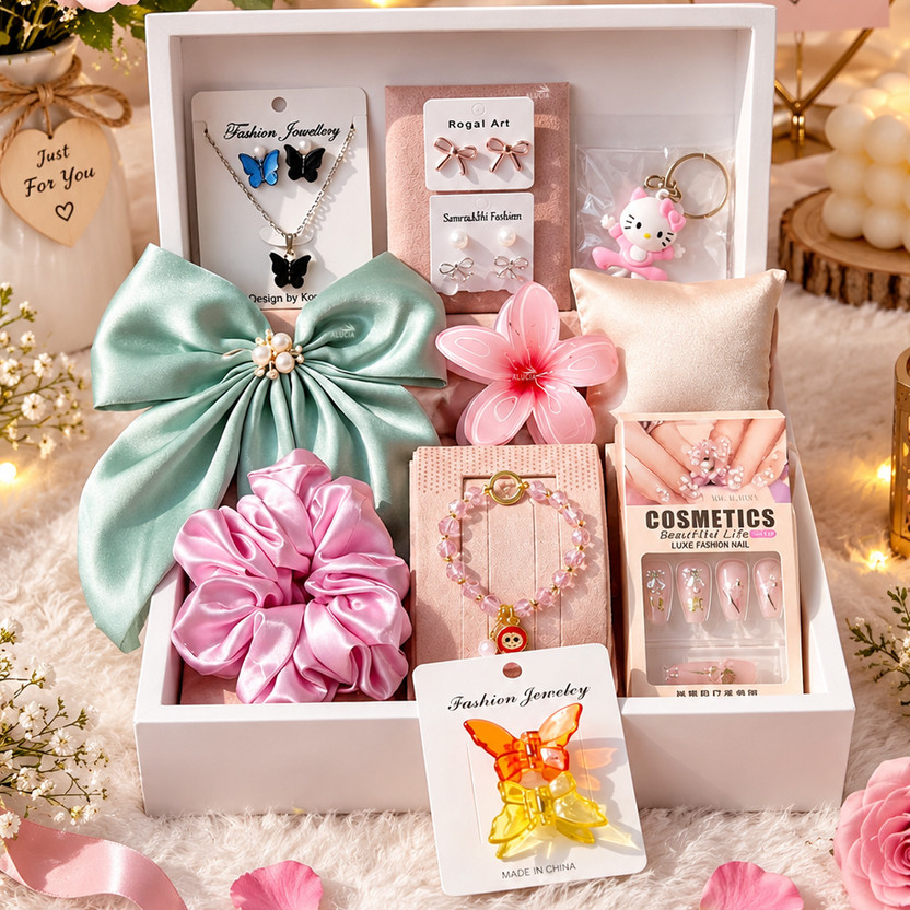 Alucia Alucia Jewellery Gift Set, Cute Asthetic Hamper Set Hair Accessory Set(Multicolor) - Flipkart Deal
