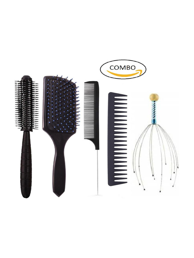 E-DUNIA E-DUNIA 4Pcs Paddle Hair Brush, Detangling Brush and Hair Comb Set for Men and Women, Great On Wet or Dry Hair, No More Tangle Hairbrush for Long Thick Thin Curly Natural Hair with 1 Scalp Massagers, Handheld Head Massage Tingler, Scratcher for Deep Relaxation, Hair Stimulation and Stress Relief [PA - Flipkart Deal