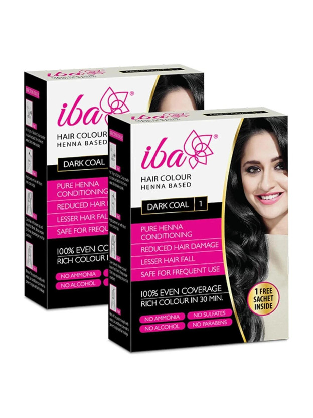 Iba Hair Colour Henna Based For Women (Pack of 2) 2 x 70g (140g) , Dark Coal