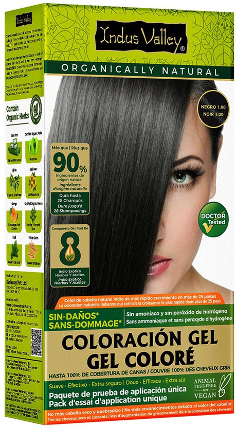 Indus Valley Damage Free Gel 100% Grey Coverage Hair Color Trial Pack , Black