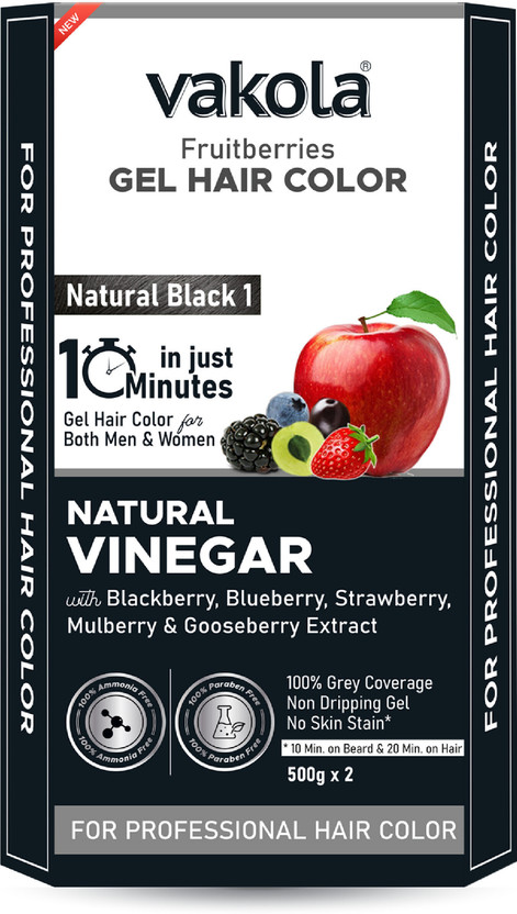 Vakola Vakola Natural Black 20 Min Gel Hair Color, 100% Grey Coverage, 500MLX2 Developer Color , Natural Black - Flipkart Deal