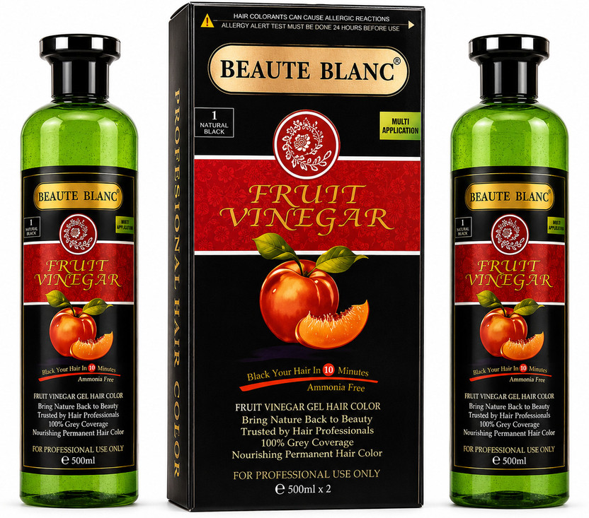 BEAUTÉ BLANC Fruit Vinegar Hair Color Black Hair in 10 Minutes big size pack , Natural Black