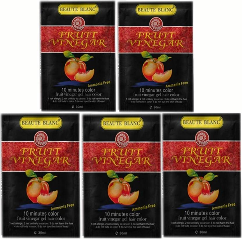 BEAUTE BLANC FRUIT VINEGAR HAIR COLOR PACK OF 5 POUCH PACK , BLACK Price in India, Buy BEAUTE