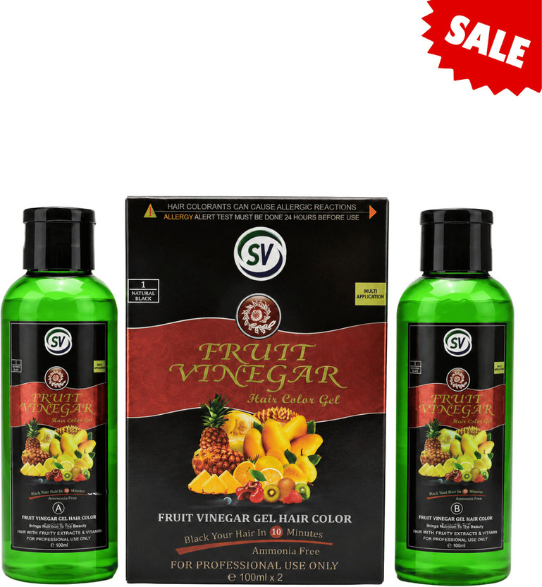 sv global india Fruit Vinegar Gel Hair Color Dye/Colour for Men & Women(100ML x2)-12 , black