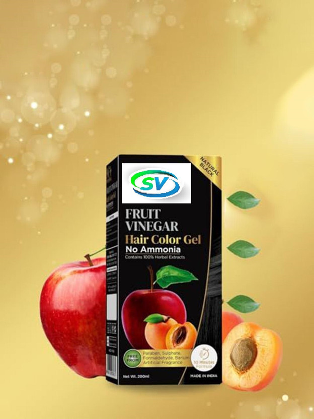 sv global india Fruit Vinegar Hair Color Black Gel With Dye , Black