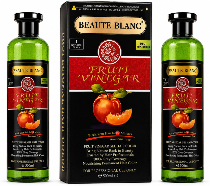 Beaute BLANC Fruit Vinegar Gel Hair Color Natural Black 500ml x 2 , natural black , black