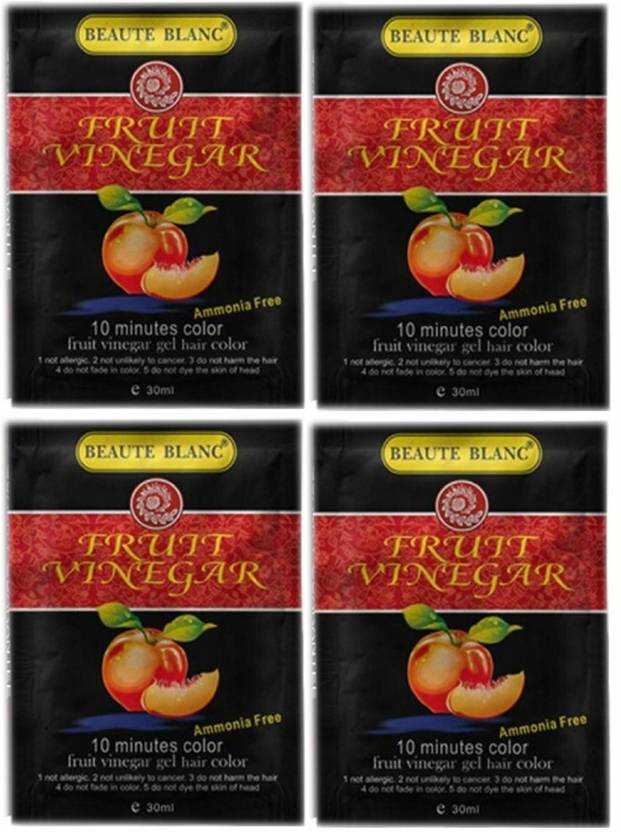 BEAUTE BLANC FRUIT VINEGAR HAIR COLOR PACK OF 4 POUCH , BLACK Price