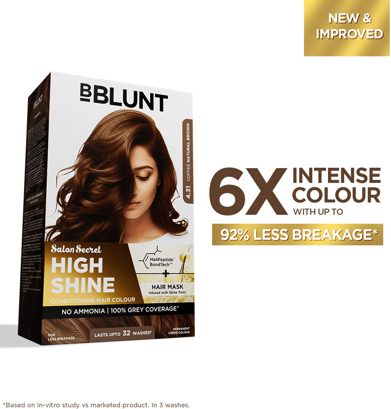 BBlunt BBlunt Salon Secret High Shine Conditioning Hair Colour With MaliPeptide BondTech , Coffee Natural Brown - Flipkart Deal