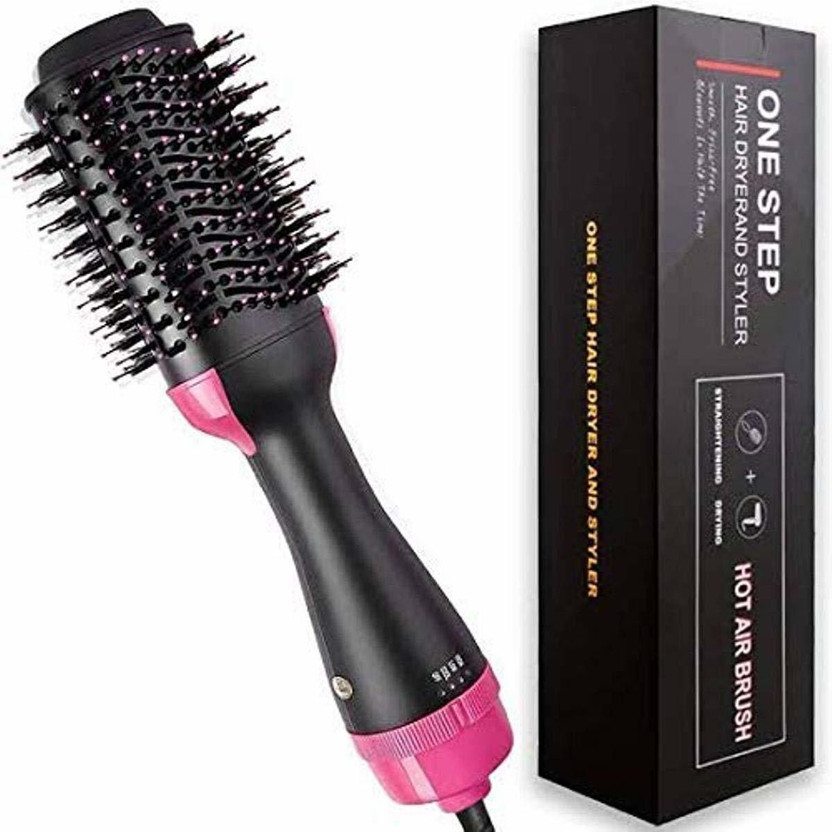 Atharv Electronics Hot Air Brush Hair Dryer Styler Volumizer 3 in 1 Multifunction Salon Professional Hair Curler Straightener Hot Air Comb for Rotating Straightening Curling With Negative Iron Hair Curler(Black)