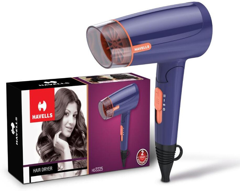 HAVELLS 1200W Hair Dryer, 3 Heat Setting, Detachable Nozzle, Travel Friendly, HD2225 Hair Dryer(1200 W, Violet)