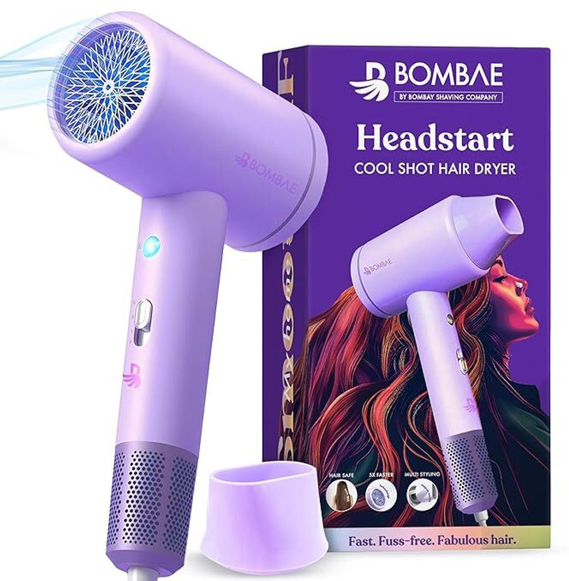 BOMBAE Ionic Hair Dryer, 1600W, Cool Air, 3 Temprature, 5X Faster Salon Blow Dry Hair Dryer(1600 W, Purple)
