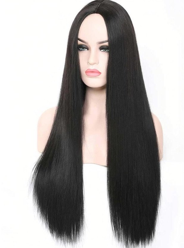 ASG 27 Inch Long Natural Looking Synthetic Fibre Middle Partition Full Head  Wig Hair Extension