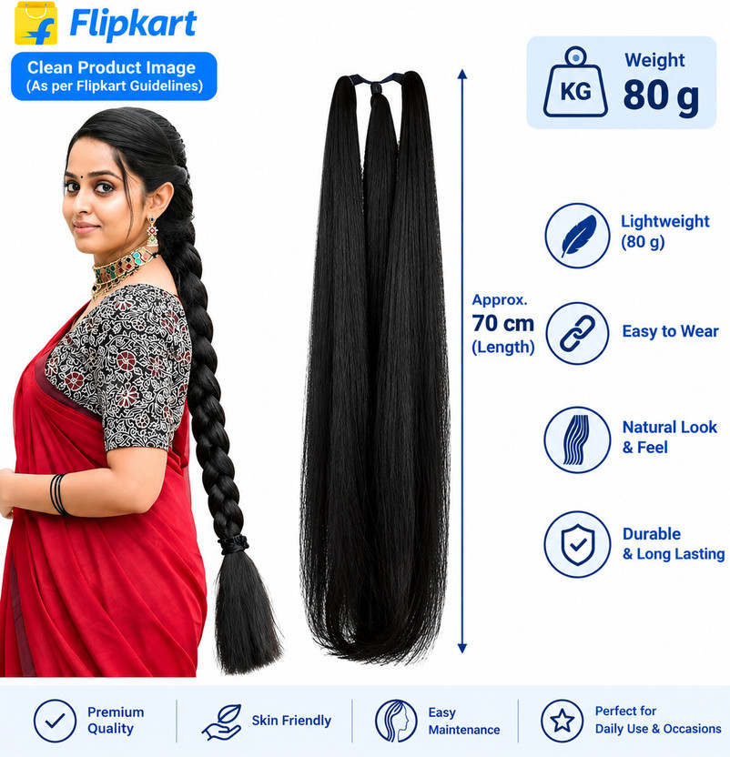 OXYFLY Women's Thick Nylon False Extension |  Parandi Atifical Choti Hair Extension