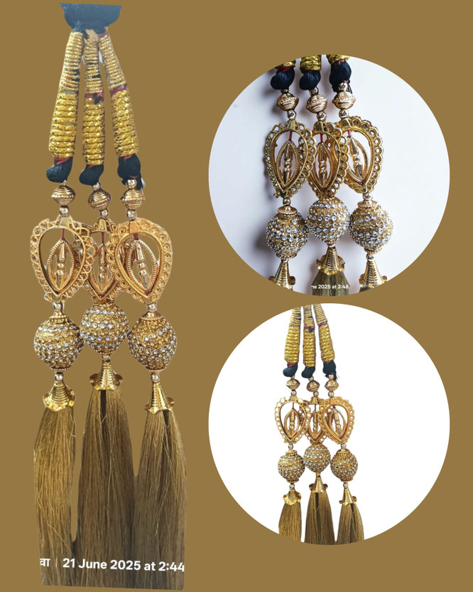 Sunduseva women Heavy Golden Parandi with Stylish Tassels for Braid Decoration parandi Hair Extension