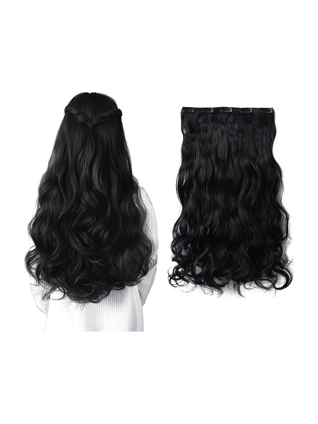 D-DIVINE Black Clip in Wavy Hair Extension