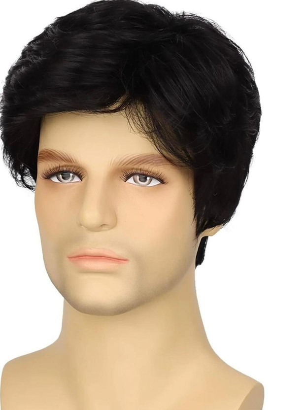 raw silk hair full head men wig hair extension with soft synthetic fiber Hair Extension