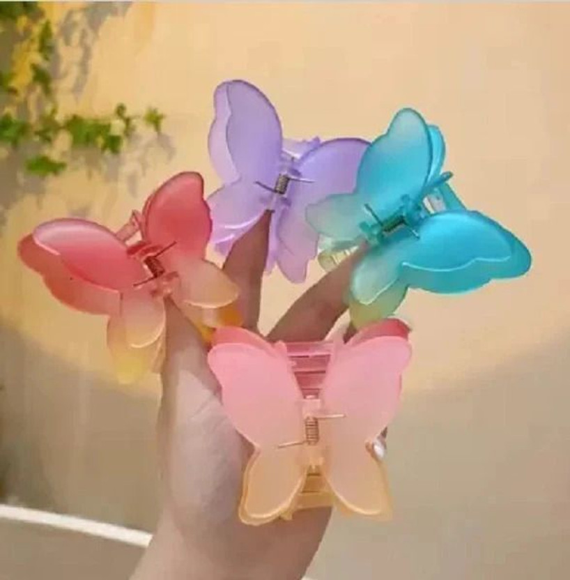 SIA VENDORS 4_Piece_Rainbow_Double Layer Matte_Claw Cute Ponytail Holder (multi Color) Hair Extension
