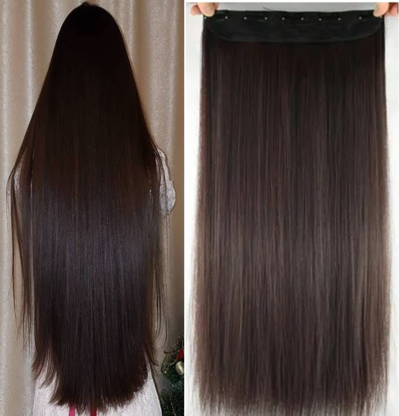 BeClassy 5 Clip-in 28 inch Long Natural Brown Straight Extension Hair Extension