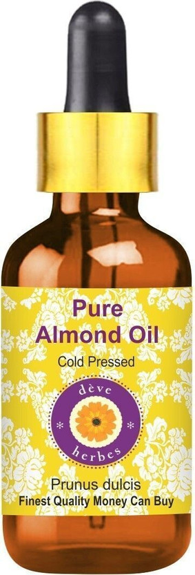 deve herbes Pure Almond Oil (Prunus dulcis) with Glass Dropper 100% Natural Therapeutic Grade Cold Pressed for Skin and Hair(30 ml)