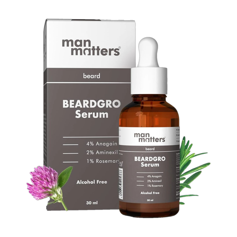 Man Matters BeardGro Oil-In-Serum | Rosemary, Anagain & Aminexil | Stronger & Thicker Beard Hair Oil(30 ml)