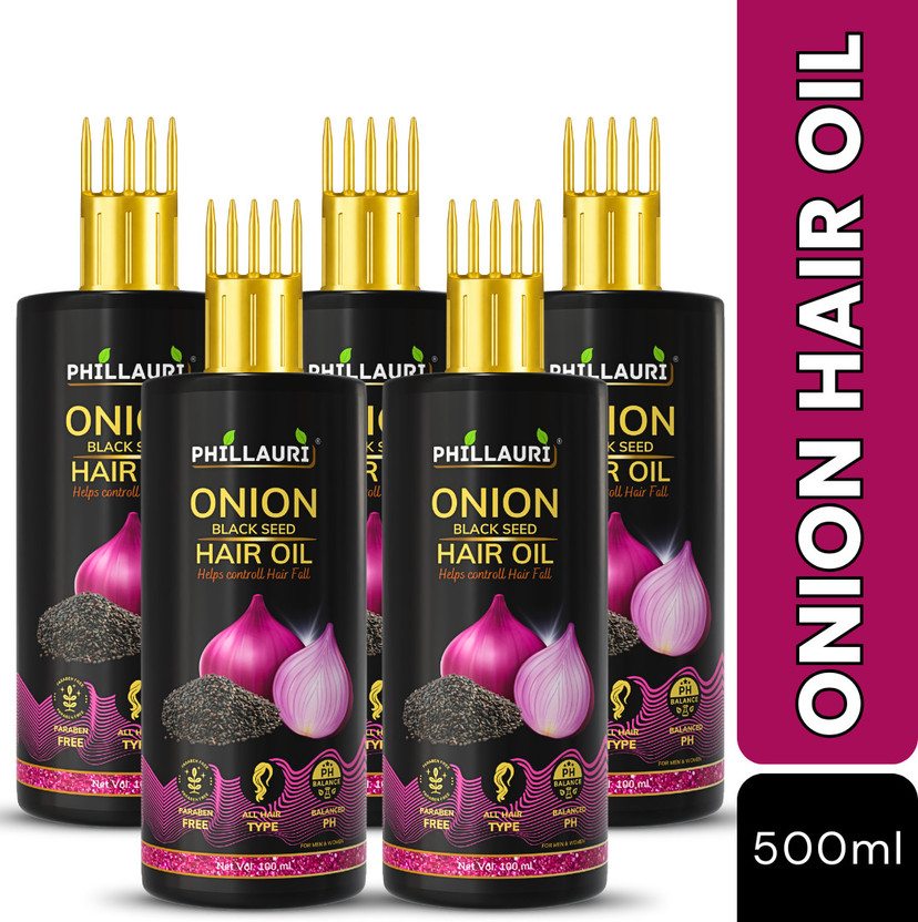 Phillauri Onion Oil for Hair Regrowth Aryuvedic Hair Oil 100ml (Pack of 5) Hair Oil(500 ml)