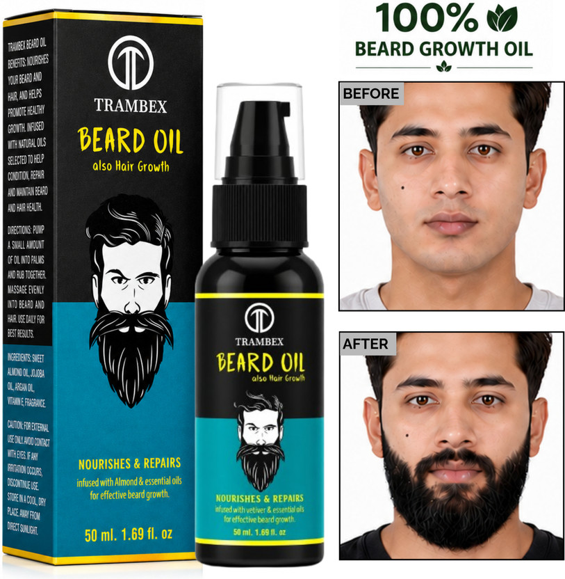 Trambex beard oil men | beard oil | beard growth oil | Beard Oil For Growth & Thicker Hair Oil(50 ml)
